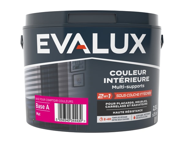 Peinture multi-supports Base A mat 2,5 L - Evalux - Brico Dépôt