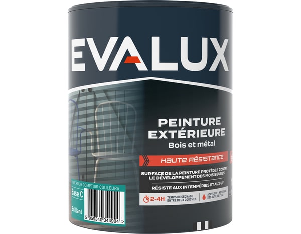 Peinture extérieur bois métal Base C Brillant 1 L - Evalux - Brico Dépôt