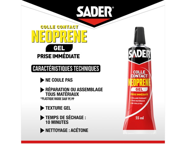 Colle néoprène gel Multi-usages SADER, 55 ml