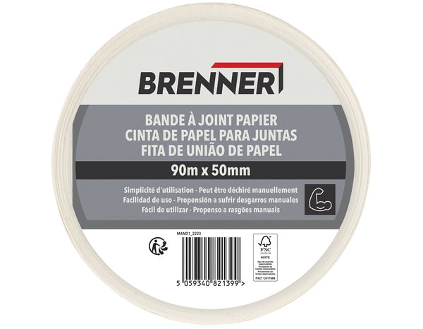 Bande à joints papier - Rouleau 90 m x 50 mm - Brenner - Brico Dépôt