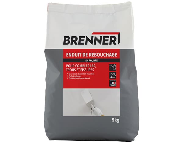 Enduit de rebouchage en poudre - Sac 5 kg - Brenner - Brico Dépôt