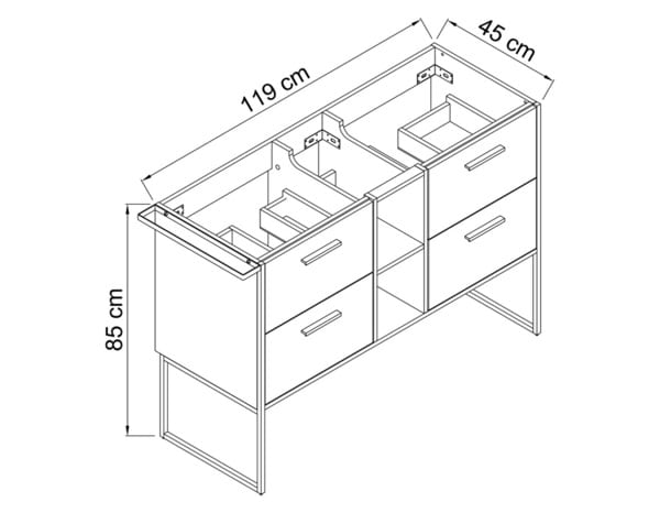 Meuble double vasque à poser decor bois "district" l.127 x h.85 x p.45 cm - Brico Dépôt