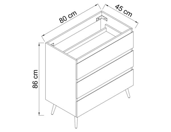 Meuble sous vasque a poser decor scandinave "style" l.80 x h.86 x p.45 cm - Brico Dépôt