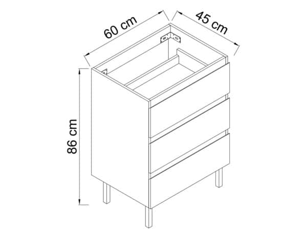 Meuble sous vasque a poser decor blanc/gris "style" l.60 x h.86 x p.45 cm - Brico Dépôt