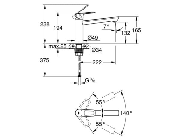 Mitigeur start Loop medium - H. 19,4cm - Grohe - Brico Dépôt