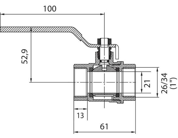 Vanne de remplissage à sphère passage intégral F/F - 26 x 34 mm - Somatherm - Brico Dépôt