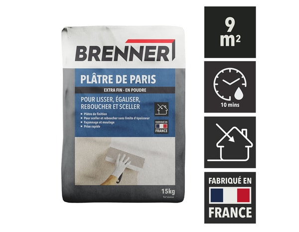 Plâtre de Paris extra fin en poudre - Sachet 15 kg - Brenner - Brico Dépôt