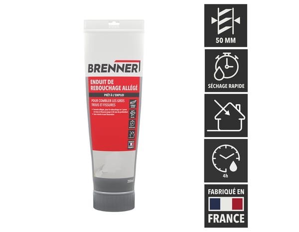 Enduit de rebouchage allégé en pâte - Tube 200 ml - Brenner - Brico Dépôt