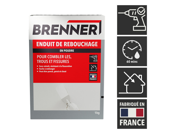 Enduit de rebouchage en poudre - Sac 1 kg - Brenner - Brico Dépôt