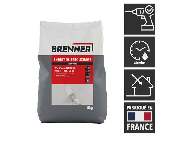 Enduit de rebouchage en poudre - Sac 5 kg - Brenner - Brico Dépôt