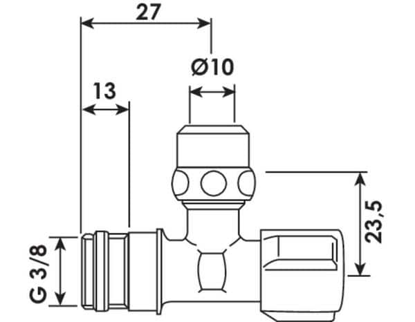 Robinet d'arrêt équerre sous-lavabo modèle court - Laiton chromé - M12/17 - Tube cuivre Ø10mm - Somatherm - Brico Dépôt