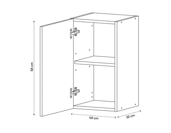 Meuble haut 1 porte "Pragma" blanc l.40 x h.55 x p.32 cm - Brico Dépôt