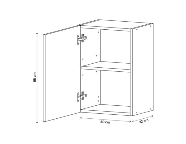 Meuble haut 1 porte "Pragma" blanc l.60 x h.55 x p.32 cm - Brico Dépôt