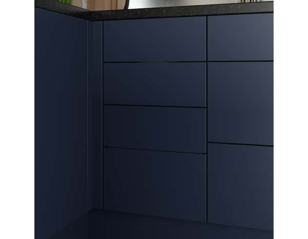 Façade 3 tiroirs + 1 casserolier 40cm "DORICE" bleu mat - L. 39.7 x H. 71.5cm - Cooke and Lewis - Brico Dépôt