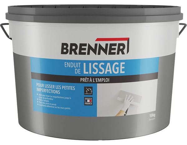 Enduit de lissage pour petites imperfections en pâte - Pot 10 kg - Brenner - Brico Dépôt