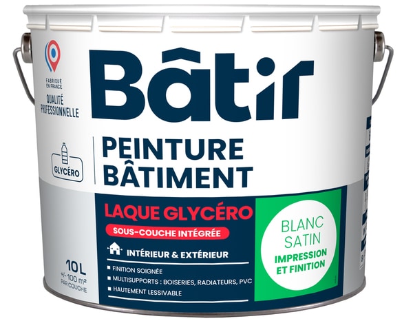 Peinture blanche glycero 2 en 1 satin 10 L - Brico Dépôt