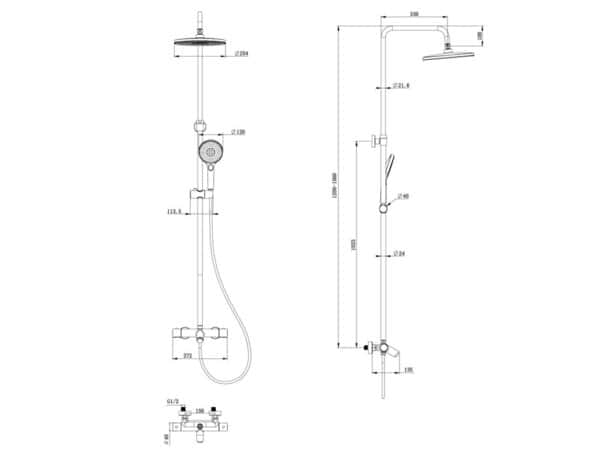 Colonne de douche et bain thermostatique "FARA" noire - Cooke and Lewis - Brico Dépôt