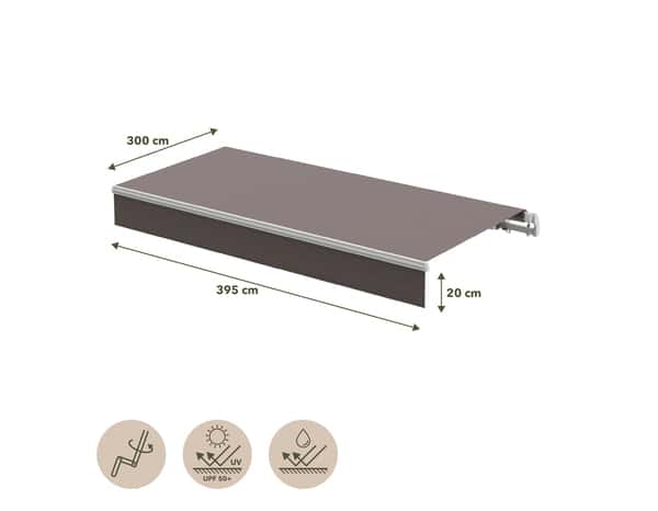 Store banne manuel Taupe - 4 x 3 m - Blooma - Brico Dépôt