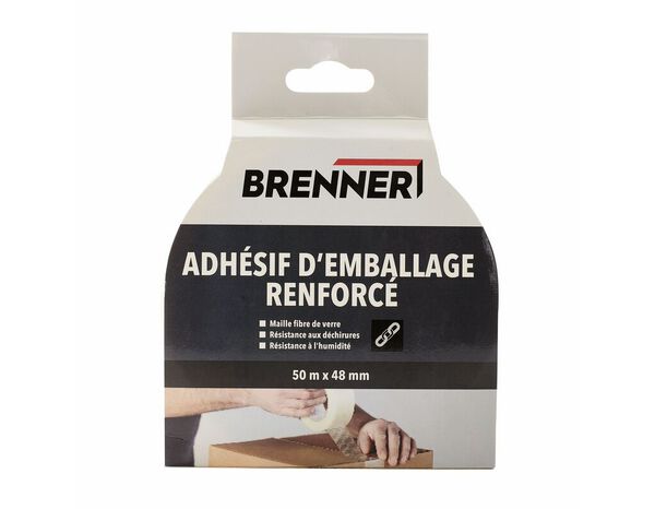 Ruban adhésif d'emballage transparent 50 M X 48 MM - Brenner - Brico Dépôt