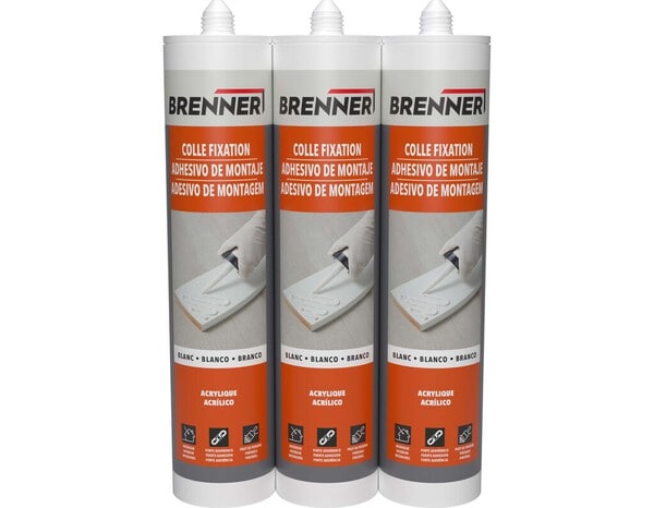 Lot de 3 colles blanches de fixation acrylique intérieure - cartouche 3 X 290 ML - Brenner - Brico Dépôt