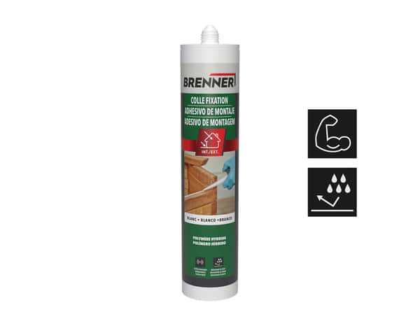 Colle de fixation polymère blanche intérieur/extérieur - cartouche 290 ML - Brenner - Brico Dépôt