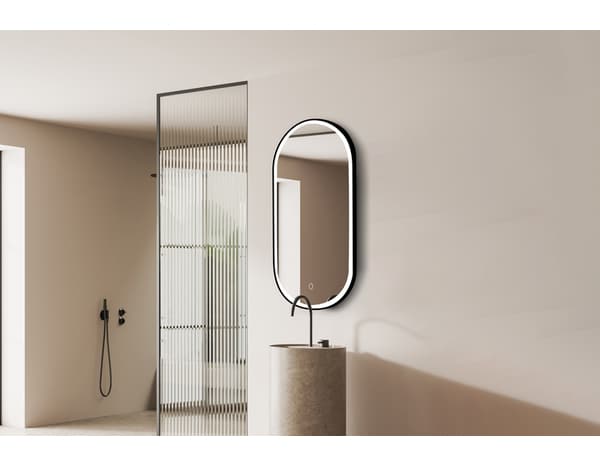 Miroir LED Oblong noir "Chicago" L. 40 x H. 80 cm - Brico Dépôt