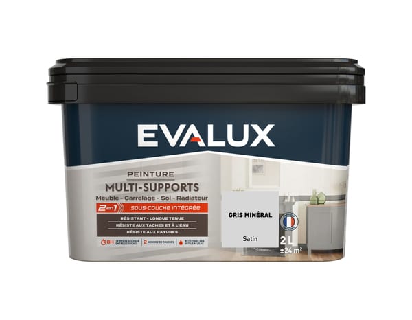 Peinture multi-supports Satin 2 L Gris mineral - Evalux - Brico Dépôt