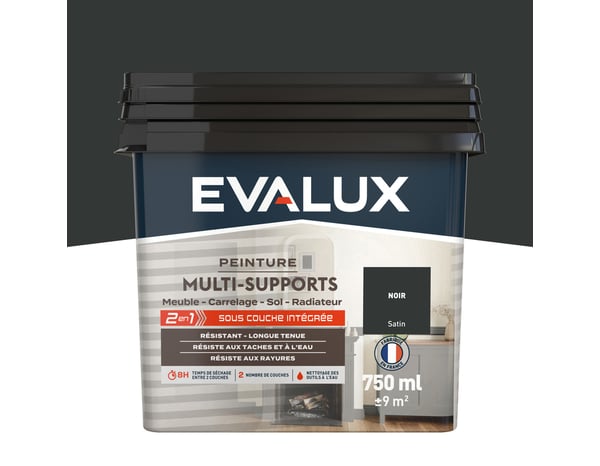 Peinture multi-supports Satin 0,75 L Noir - Evalux - Brico Dépôt