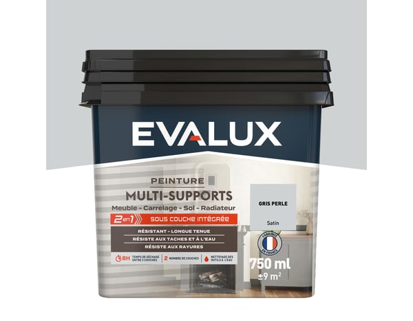 Peinture multi-supports Satin 0,75 L Gris Perle - Evalux - Brico Dépôt