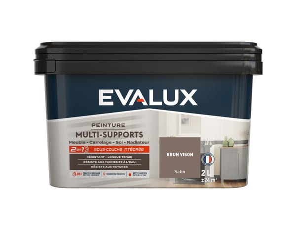 Peinture multi-supports Satin 2 L Brun Vison - Evalux - Brico Dépôt