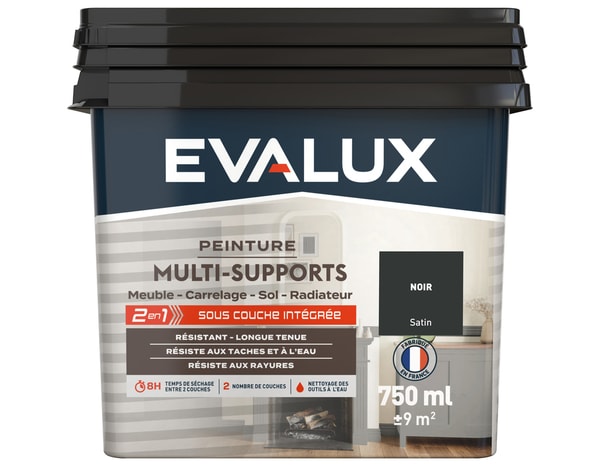 Peinture multi-supports Satin 0,75 L Noir - Evalux - Brico Dépôt