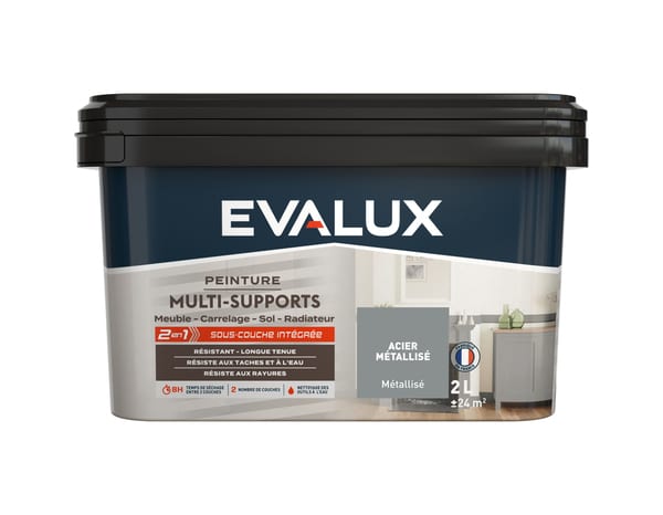 Peinture multi-supports Métal 2 L Gris Acier - Evalux - Brico Dépôt