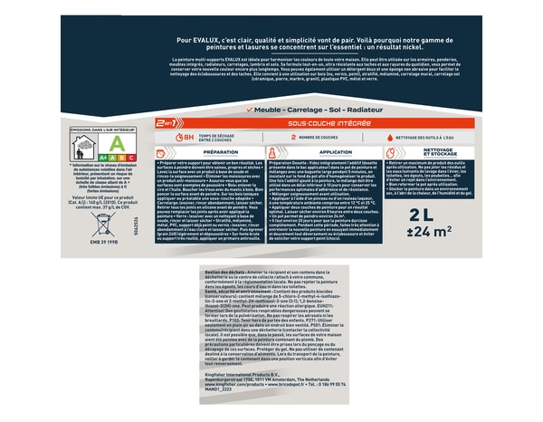 Peinture multi-supports Métal 2 L Gris Acier - Evalux - Brico Dépôt