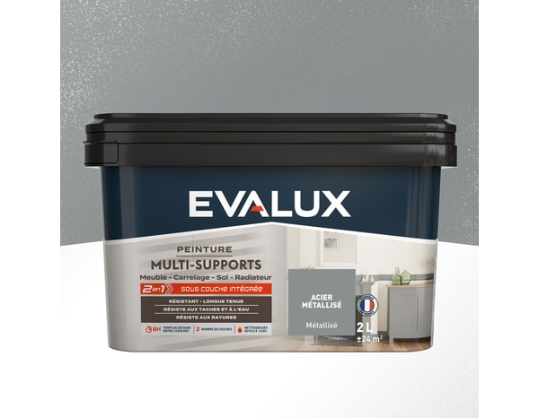 Peinture multi-supports Métal 2 L Gris Acier - Evalux - Brico Dépôt