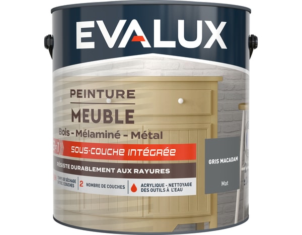 Peinture meuble Mat 2 L Gris Macadam - Evalux - Brico Dépôt