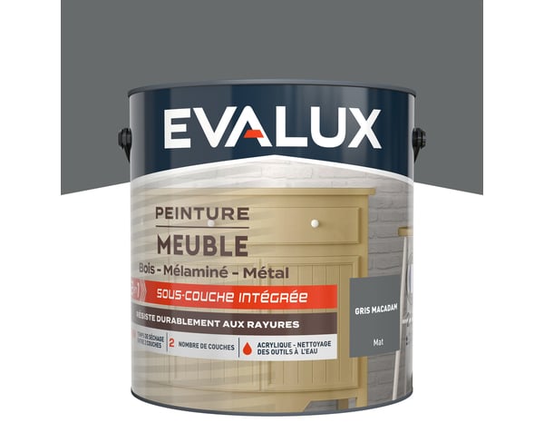 Peinture meuble Mat 2 L Gris Macadam - Evalux - Brico Dépôt