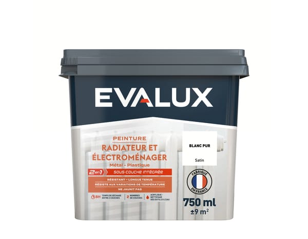 Peinture radiateur et électroménager Satin 0,75 L Blanc Pur - Evalux - Brico Dépôt