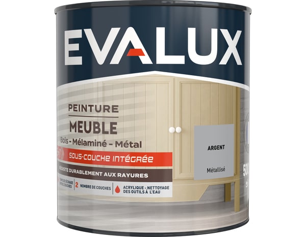 Peinture meuble Métallisé 0,5 L Argent - Evalux - Brico Dépôt