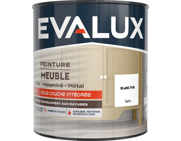 Peinture meuble Satin 0,5 L Blanc Pure - Evalux - Brico Dépôt