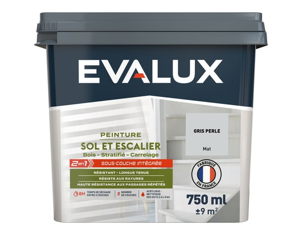 Peinture sol et escalier Mat 0,75 L Gris Perle - Evalux - Brico Dépôt