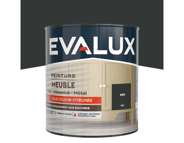 Peinture meuble Mat 0,5 L Noir - Evalux - Brico Dépôt