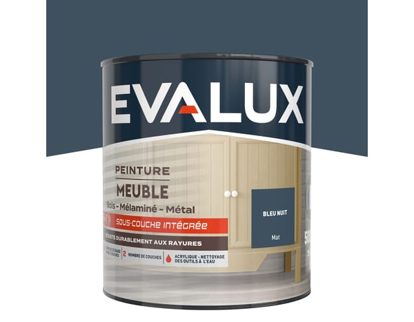 Peinture meuble Mat 0,5 L Bleu Nuit - Evalux - Brico Dépôt