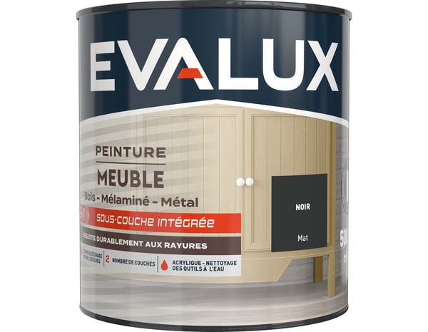 Peinture meuble Mat 0,5 L Noir - Evalux - Brico Dépôt