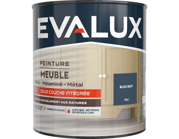 Peinture meuble Mat 0,5 L Bleu Nuit - Evalux - Brico Dépôt