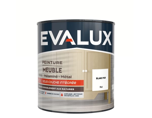 Peinture meuble Mat 0,5 L Blanc Pur - Evalux - Brico Dépôt