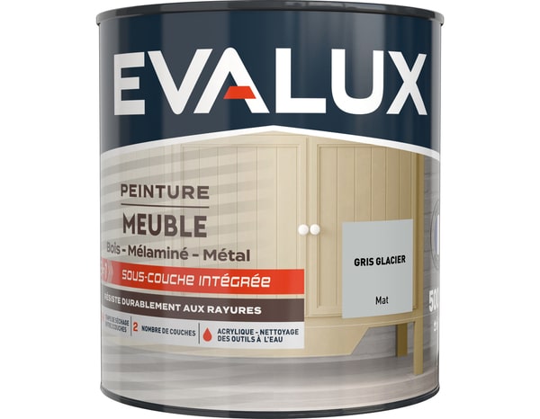 Peinture meuble Mat 0,5 L Gris Acier - Evalux - Brico Dépôt