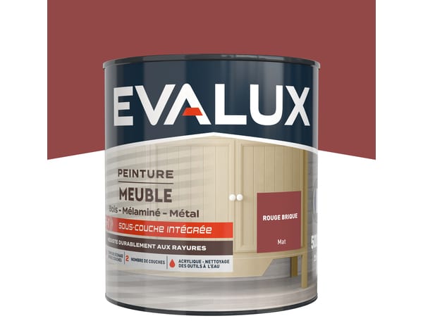 Peinture meuble Mat 0,5 L Rouge Brique - Evalux - Brico Dépôt