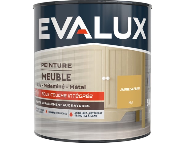 Peinture meuble Mat 0,5 L Jaune Safran - Evalux - Brico Dépôt