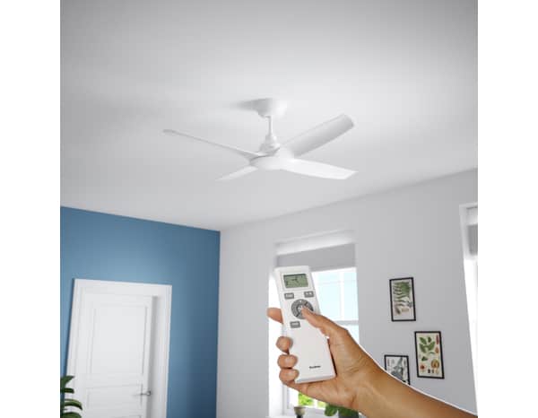 Ventilateur de plafond 4 pales blanc - H. 36,2 x l. 122 cm - Bodner - Brico Dépôt