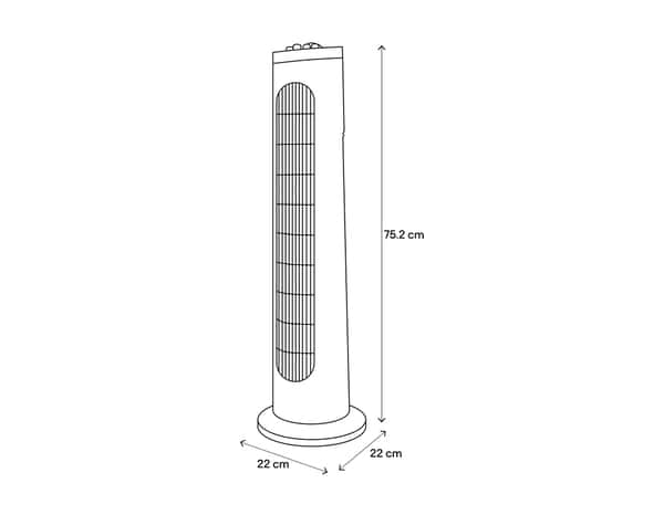 Ventilateur colonne oscillant blanc 55W - H. 75,2 x l. 22 cm - Brico Dépôt